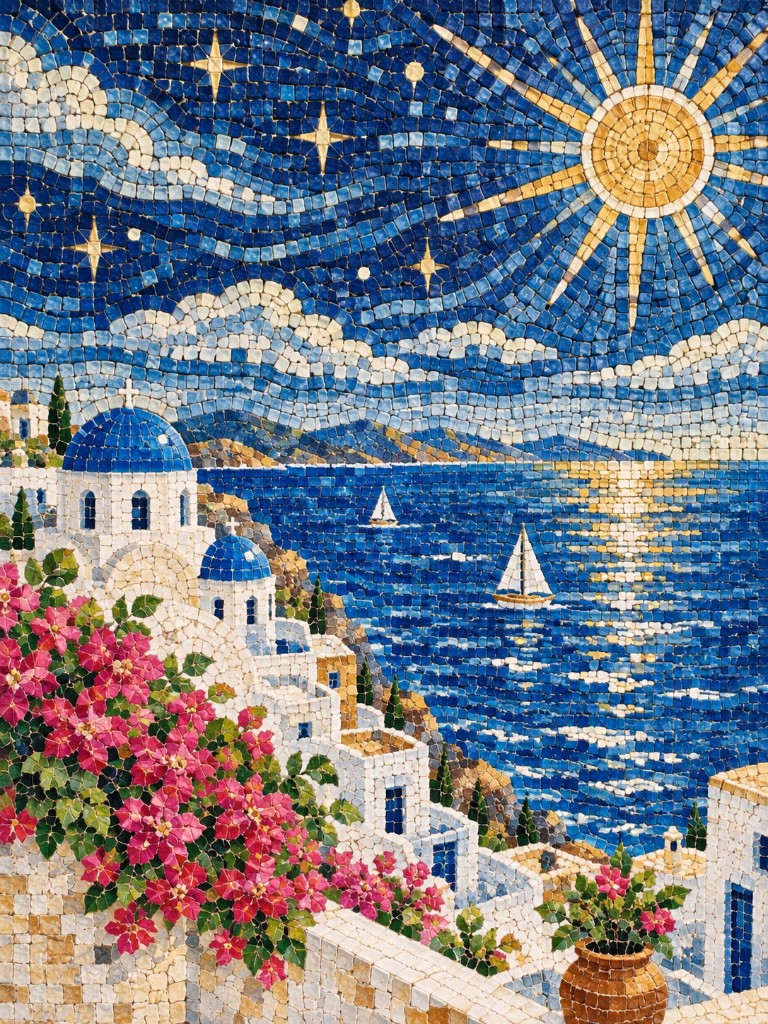Santorini night mosaic generated with GPT Image 2.5