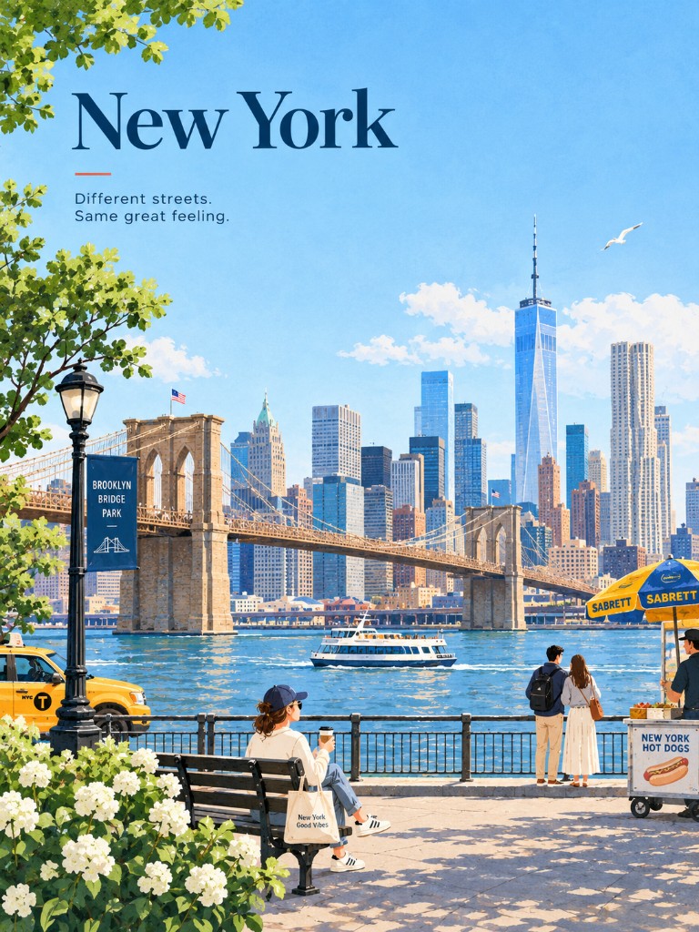 New York harbor travel poster generated with GPT Image 2.5