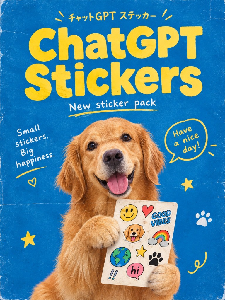 Golden retriever sticker-pack poster generated with GPT Image 2.5